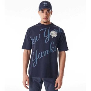 New Era Mlb Script Grphc Oversized New York Yankees T-shirt Met Korte Mouwen Blauw M Man,Vrouw