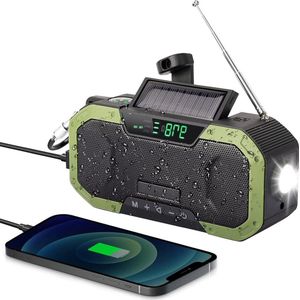 Noodradio - 5000 mAh AM/FM zwengelradio - draagbare weerradio met dynamo - IPX5 - oplaadbare batterij - USB-powerbank - led-zaklamp - SOS-alarm - kompas - voor outdoor camping
