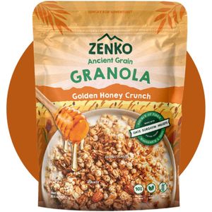 ZENKO Ancient Grain Granola - Honey (12x300g) | Vegan, glutenvrij, 10% proteïne | Ontbijtgranen