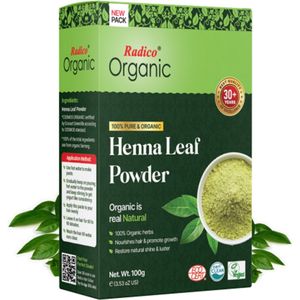 Radico ORGANIC HENNA Rood 100% Natuurlijke BIO Organic Haarverf Zonder Ammonia PPD PTD Peroxide Waterstofperoxide etc. met o.a. ECOCERT 100g