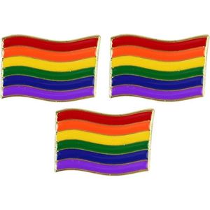 3x Regenboog gay pride kleuren metalen pin/broche/badge 4 cm - Regenboogvlag LHBT accessoires