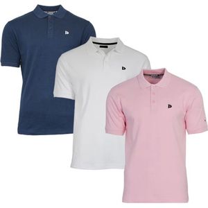 3-Pack Donnay Polo (549009) - Sportpolo - Heren - Navy/White/Shadow pink (585) - maat XXL