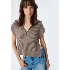 Koton - Trui - Taupe - Knitwear - Losse Pasvorm