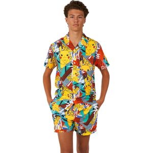OppoSuits Tiener Pika Pikachu - Jongens Zomer Set - Bevat Shirt En Shorts - Geel - Maat: EU 134/140 - 10 Jaar