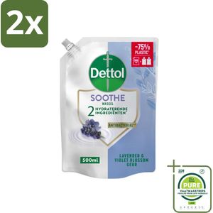 Dettol - Handzeep Navulling - Soothe - Lavendel & Vioolbloesem - 500 ml - Voordeelverpakking - 2 stuks - Handzeep navulling - Lavendel
