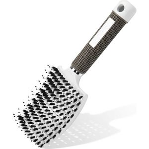 PolkaHome Haarborstel, Zwijnenhaar-peddel-haarborstel Voor Vrouwen, Zachte Massage-haarkam, Ontwarren Haarborstel Voor Lang Dik Krullend Haar