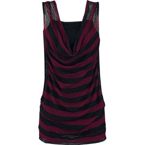 R.E.D. Rock-Engineered Design zwarte en rode mesh top 2 in 1 dubbellaagse look - Dames - S