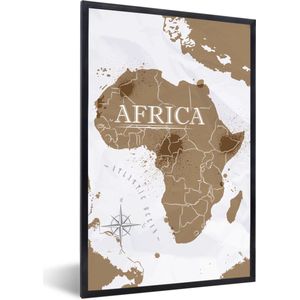 Fotolijst incl. Poster - Wereldkaart - Bruin - Afrika - 60x90 cm - Posterlijst