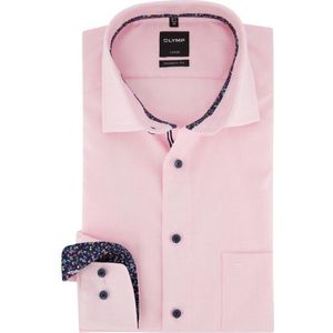 OLYMP Modern Fit overhemd - roze structuur (contrast) - boordmaat 40