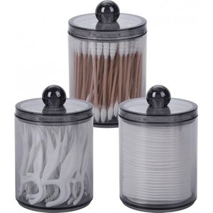 Wattenschijfjes dispenser - Transparant - 3 Stuks - Badkamer Organizer