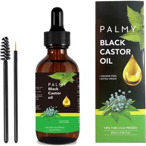PALMY® Black Castor Oil (Koud Geperst) - Zwarte Castor Olie - Castor oil Hairgrowth – 100% Natuurlijk – Haarserum - Haarolie – Haargroei - Tegen Haaruitval – Gespleten punten - Anti Roos - 60ml