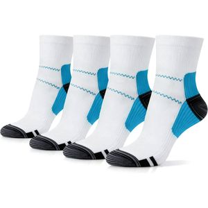 Arch Support Compressiekousen - 2 paar - Lage ondersteunende stretchsokken - Plantaire fasciitis sokken - Ademende sokken voor buitensporten - Unisex - Geweldig voor plantaire fasciitis, reizen en sporten - S/M