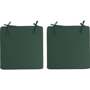 8x stuks stoelkussens voor binnen- en buitenstoelen in de kleur donkergroen 40 x 40 cm - Tuinstoelen kussens