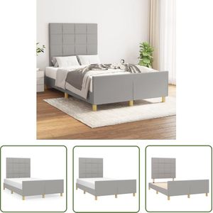 The Living Store Bedframe zonder matras 120x200 cm stof lichtgrijs - Bed Frame - Slaapcomfort - Hoofdeinde - Tweepersoonsbed - Grijs Bed