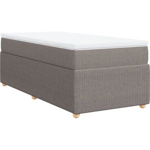 vidaXL - Boxspring - met - matras - stof - taupe - 100x200 - cm