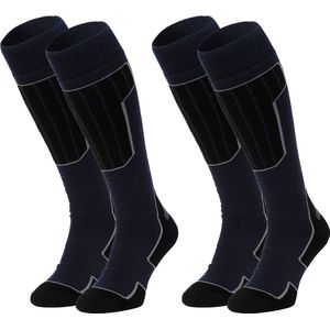 NOMAD® Skisokken Essential 2-Pack | 35/38 Donkerblauw | Warme sokken Dames / Heren | Lange Huissokken / Wandelen / Sporten | Knie Kousen | Goede vochtafvoer