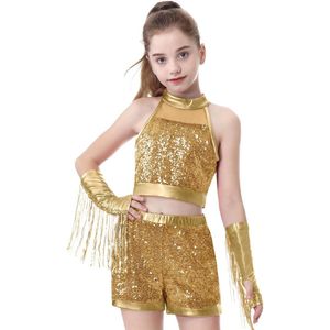 Danskostuum voor meisjes met pailletten – hiphop jazzoutfit voor kinderen