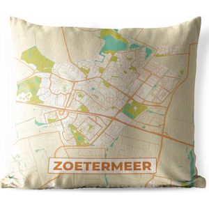 Tuinkussen - Kaart - Zoetermeer - Vintage - 40x40 cm - Weerbestendig