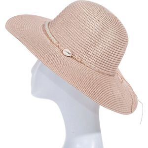 Hazel Zonnehoed Dames - UV Werend - Papieren hoed - Zomerhoed heren - Met ornamenten - 40 cm - Roze
