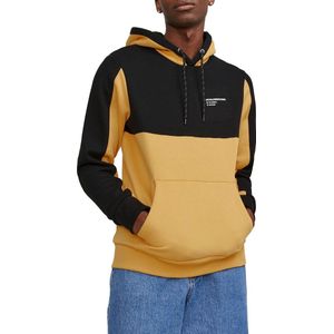 JACK & JONES Force blocking sweat hood regular fit - heren hoodie katoenmengsel met capuchon - okergeel - Maat: XL