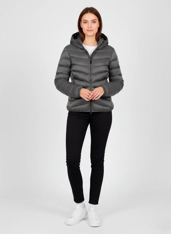 Colmarvoor vrouwen. 2219E Grijze gewatteerde jas van synthetisch bont (40), Casual, Grijs, Gerecycled polyester