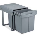 Relaxdays inbouw prullenbak - 3 vakken - 20 l en 2 x 10 l - kunststof - 41,3 x 34 x 51,8 cm
