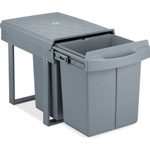 Relaxdays inbouw prullenbak - 3 vakken - 20 l en 2 x 10 l - kunststof - 41,3 x 34 x 51,8 cm