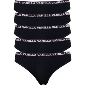Vanilla - Ondergoed dames, Dames slip, Lingerie, Slips - 5 stuks - Egyptisch katoen - Zwart - M