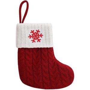 Kerstsokken - Mini Patroon Kerstsok - 8 inch Geborduurde Sok - Gebreide Kerstversieringen - Rood Wit Gebreide Sok - Stevige Ophanglus - Perfect kerstcadeau - Happy Kerstsokken - Kerst - Feestdecoratie- Kerstversiering