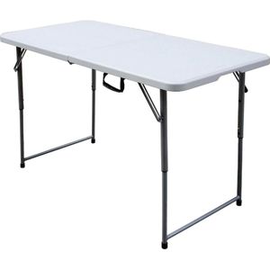 Klaptafel 112 cm x 61 cm in hoogte verstelbaar vouwtafel voor binnen en buiten feesten picknicken en kamperen (wit) camping table