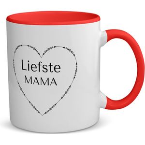 Akyol - liefste mama koffiemok - theemok - rood - Moeder - de liefste mama - moeder cadeautjes - moederdag - verjaardag - geschenk - kado - moeder artikelen - 350 ML inhoud