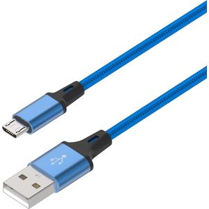 Micro USB kabel 1 meter | Datakabel Oplaadkabel | USB-A naar Micro USB 1M | Fastcharger Quickcharge Snelladen | Gevlochten kabel geschikt voor Samsung Smartphone Telefoon | Controllers | Koptelefoons | Kobos E-reader - Blauw LB112