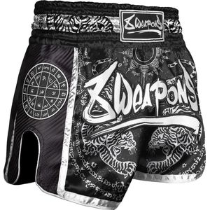 8 Weapons Muay Thai Short Carbon Sak Yant Tigers Zwart maat XL