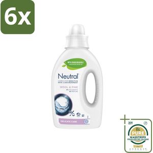 Neutral Vloeibaar Wasmiddel Wol & Fijn 20 Wasbeurten 1 liter - Voordeelverpakking - 6 stuks - Parfumvrij - Hypoallergeen