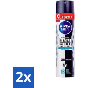 Nivea - Deospray - Men - Invisible Black & White Active - 250 ml - Voordeelverpakking - 2 stuks