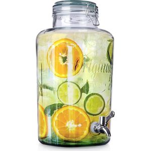 Retro drankdispenser | 8 l | glas limonade dispenser tapkraan | fles met tapkraan glazen drinkglazen cocktail drinken