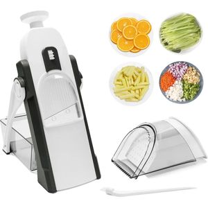 Multifunctionele Groentesnijder & Rasp - Instelbare Dikte - RVS Mes - Handmatige Groente- en Fruitsnijmachine - Compact en Efficiënt Keukengereedschap - Grijs