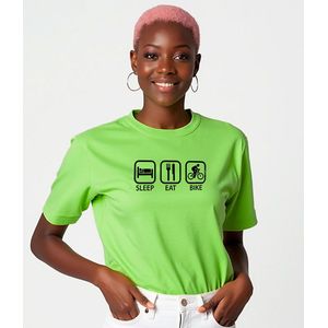 Kruskis Sleep Eat And Bike T-shirt Met Korte Mouwen Groen S Vrouw
