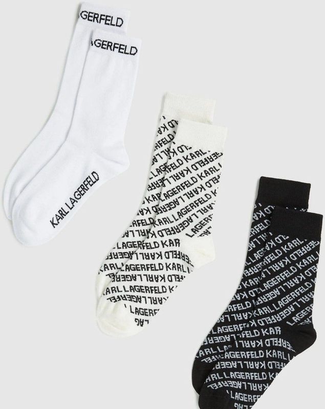 Karl Lagerfeld - A4W47033 - Monogram Sok 3P - Veelkleurig - Pack van 3 Paar