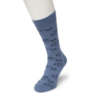 Bonnie Doon Heren Sokken met Auto Print maat 40/46 Blauw - Thema Sokken - Auto's - Cadeau Sokken - Zacht Katoen met Gladde Teennaad - Comfortabel - Perfect Cadeau - Coronet Blue - BT992104.187