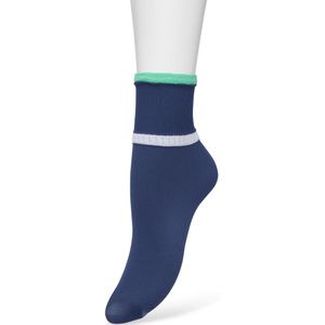 Bonnie Doon Sportieve Dames Sokken maat 36/42 Blauw met Groen - Met Rib Detail en Bies - Zeer zacht - Vochtregulerend - Sporty Micro Sock - Platte naden - Uitstekend Draagcomfort - Sportief - Blue/Pool Green - BP221429.152