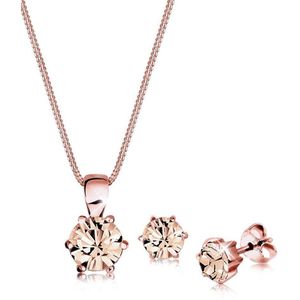 Elli Dames Sieraden Set Dames Klassiek Eenzaam Hanger Set Oorbellen met Kristallen in 925 Sterling Zilver Roségoud Verguld