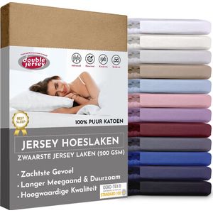 Double Jersey Hoeslaken - Hoeslaken  120x200+30 cm - 100% Katoen  Cappuccino