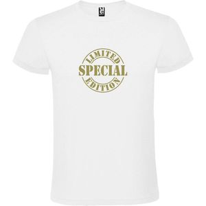 Wit t-shirt met "" Special Limited Edition "" print Goud size M