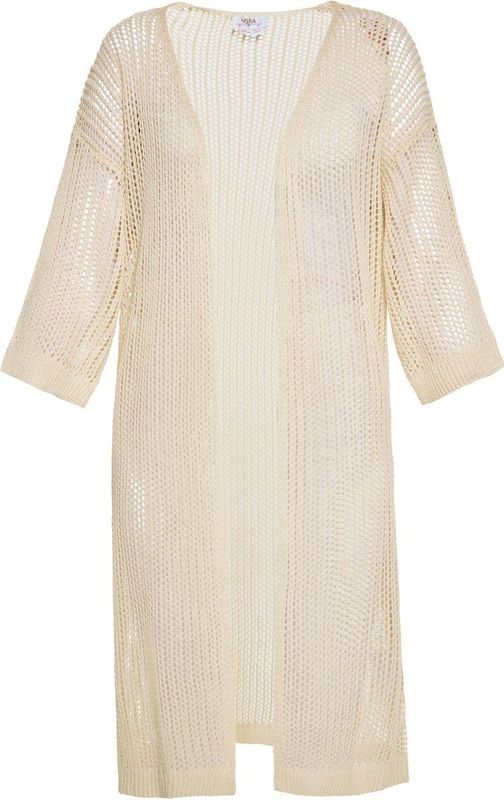 usha - FESTIVAL - Gebreid Vest - Crème - Driekwart Mouw