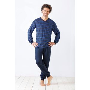 Hajo heren pyjama met blauwe strepen - Blauw - Maat - 52