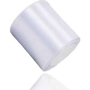 Satin Ribbon - Witte Decoratieve Cadeauribbon - 100mm - 22m - Brede Witte Stof Ribbon voor Huwelijk - Doop - Verjaardag Cadeaus