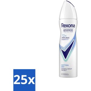 25 x Rexona Women - Deodorant Spray - Cotton Dry - Zachte Frisheid - 150 ml - Cotton Dry Deodorant Spray - Anti-Transpirant Spray - 48 Uur Bescherming - Frisheid - Zweetbehandeling