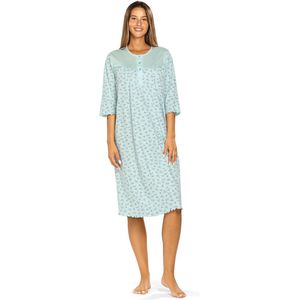 Comtessa - Klassiek dames nachthemd - Bloemen - Blauwgroen - 3/4 mouw - Maat 44