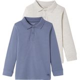 Vertbaudet - Set van 2 Jongenspolo's - Effen en Tweekleurig - Lange Mouwen